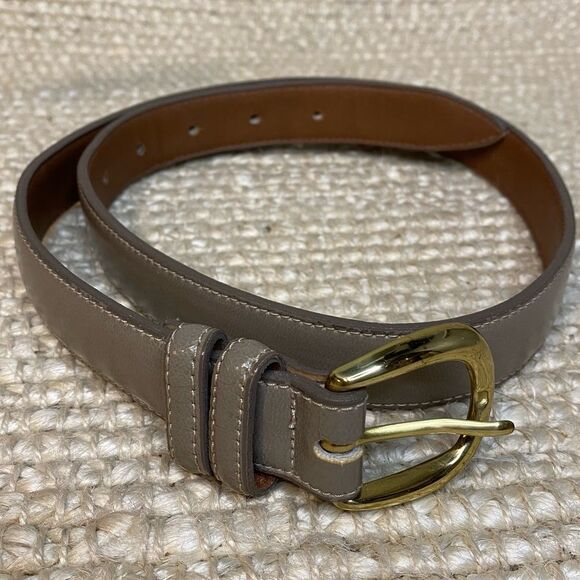 Vintage split cowhide leather belt with solid brass buckle - Picture 1 of 6